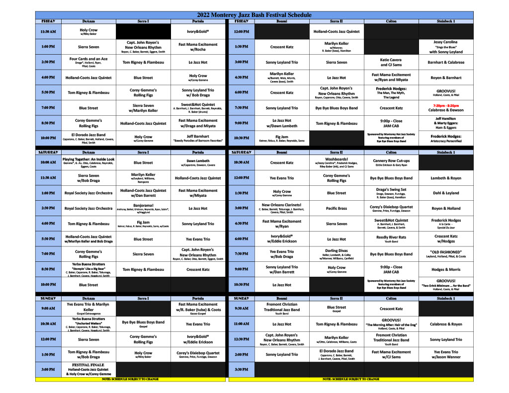 Monterey Jazz Bash 2025 Schedule Pdf Lilah Bernelle